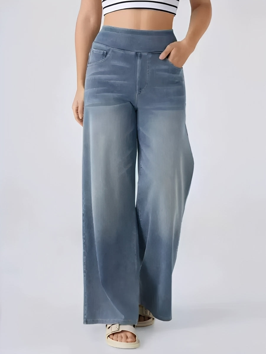 Miley - Jeans rectos elásticos con tiro alto para mujer