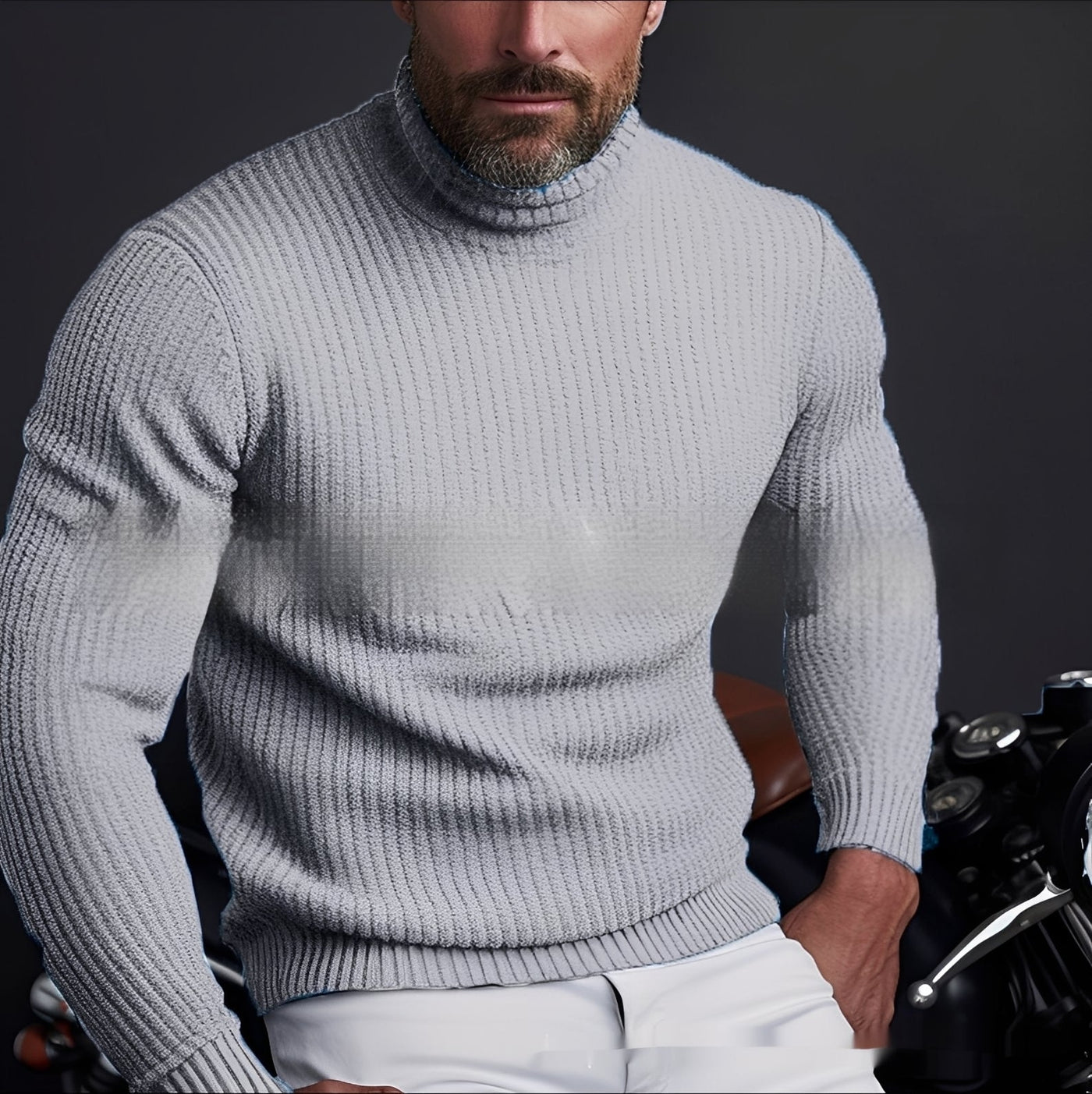 Randolf - Elegante, sencillo jersey de cuello alto para hombres