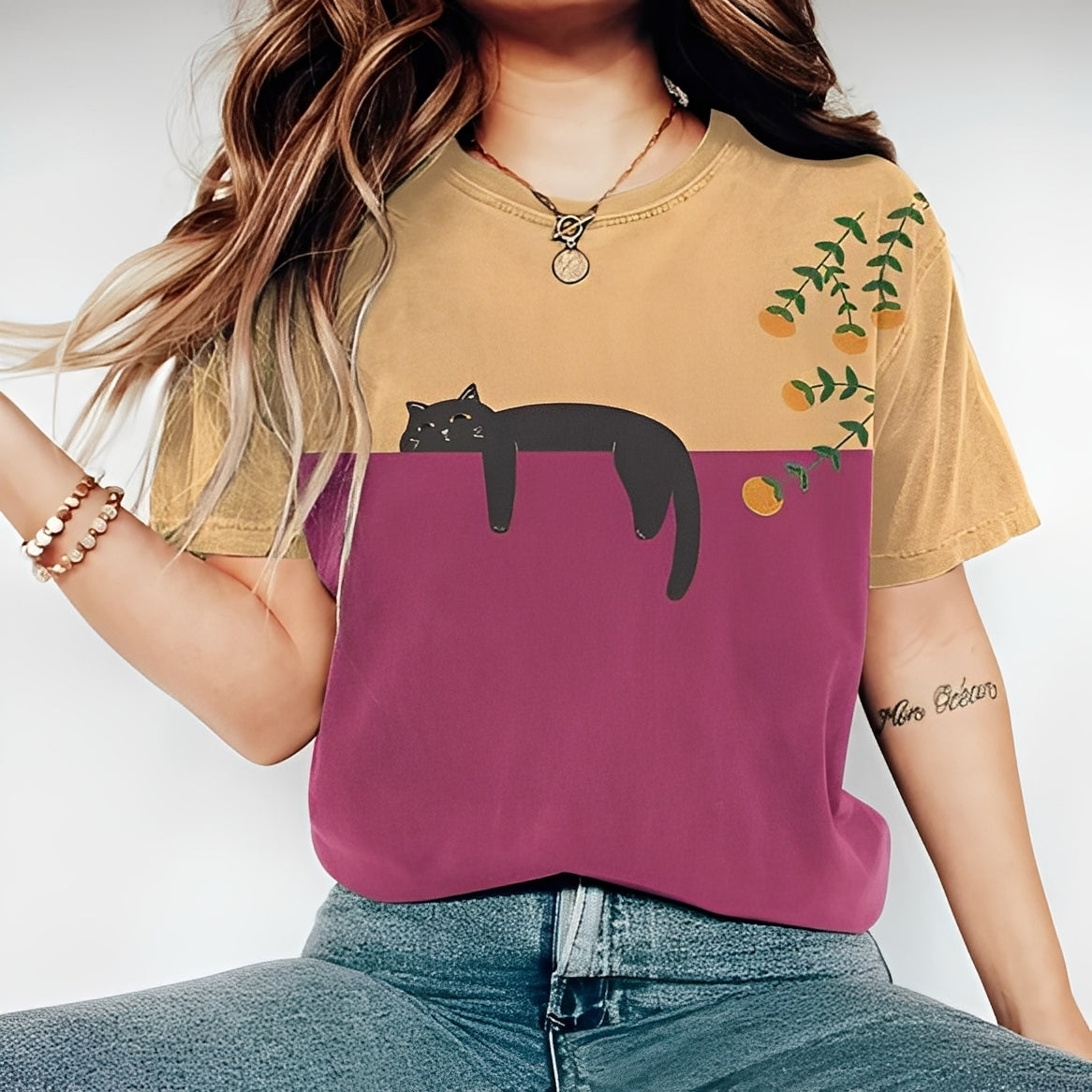 Alvina - Camiseta casual con motivo para mujer