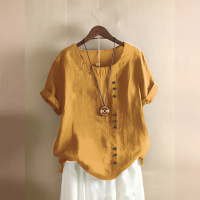 Corrine - Clásica, holgada blusa de lino para mujer