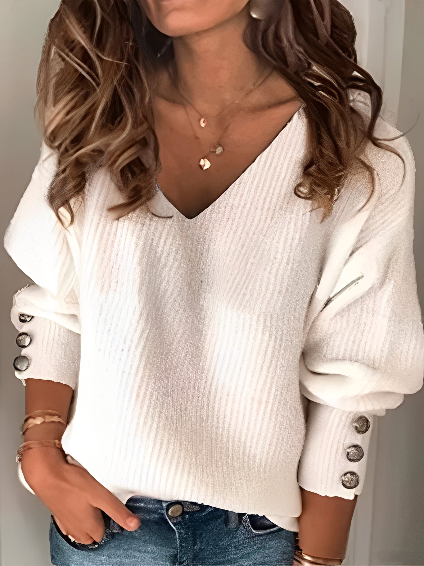 Adaline - Jersey de punto de manga larga para mujer