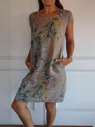Britt – Vestido con estampado y cuello redondo