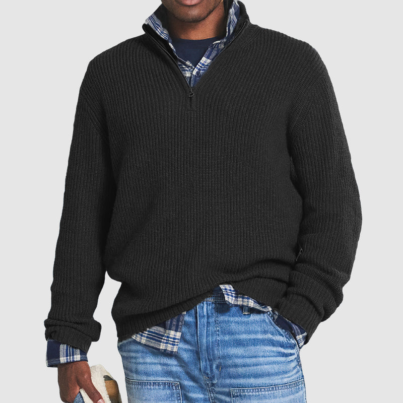 Constantine - Suéter de Hombre de Cachemira Estilo Business Casual con Cremallera