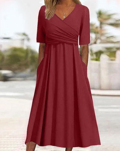 Carys - Vestido Cruzado de Manga Corta