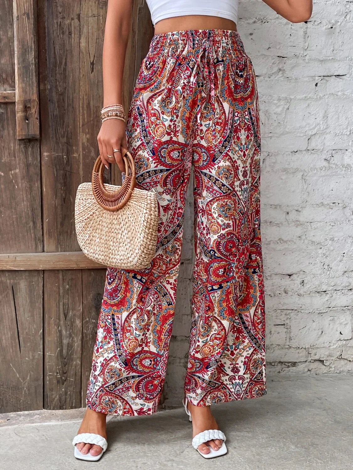 Lauren - Pantalones de pierna ancha con estampado llamativo