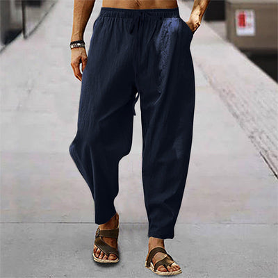 Titus - pantalones de playa para hombre con bolsillos de lino y algodón