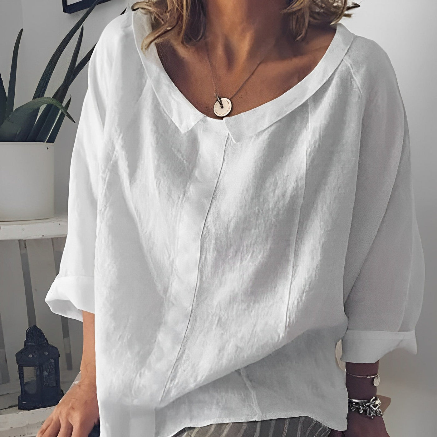 Ursella - Blusa casual con cuello