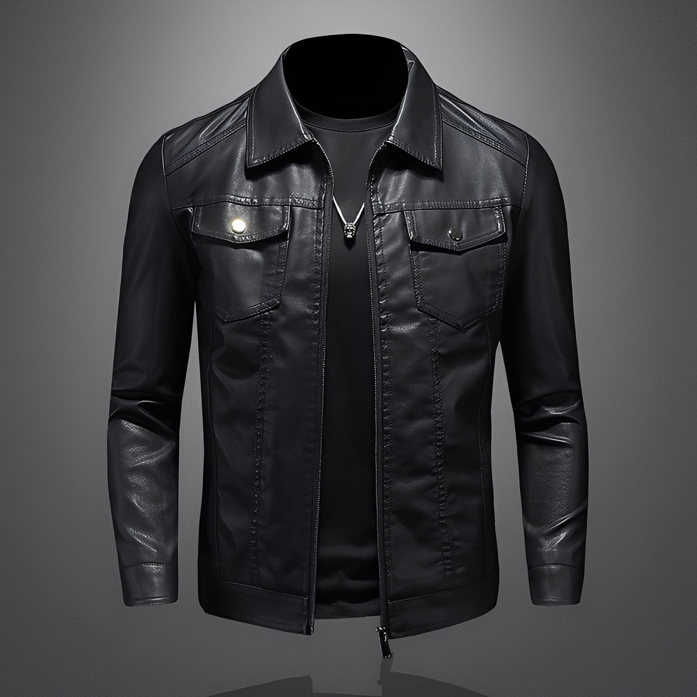 Brycen - Clásica estrecha chaqueta de cuero para hombres