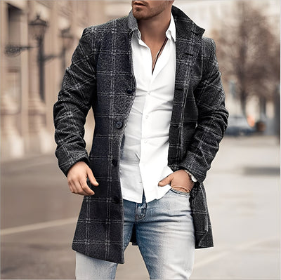 Darden - Abrigo largo de tweed casual para hombres