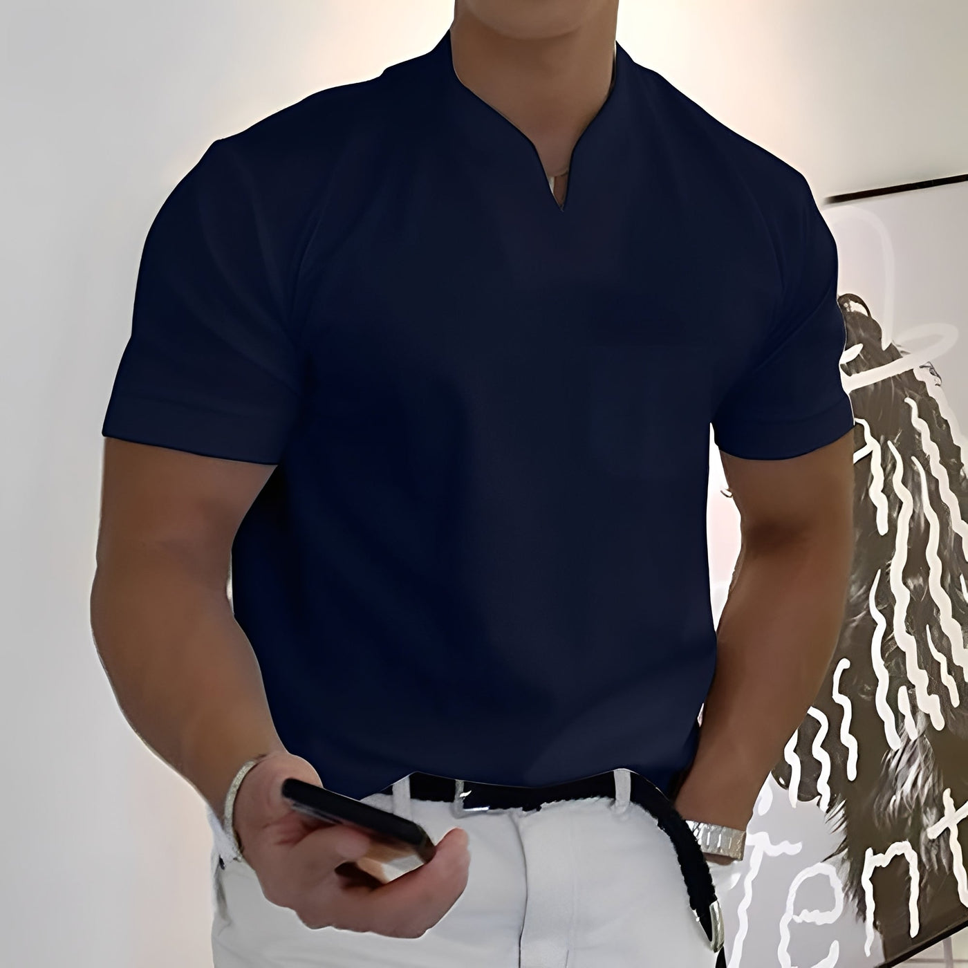 Dylan - Camisa de negocios ajustada de manga corta para hombres