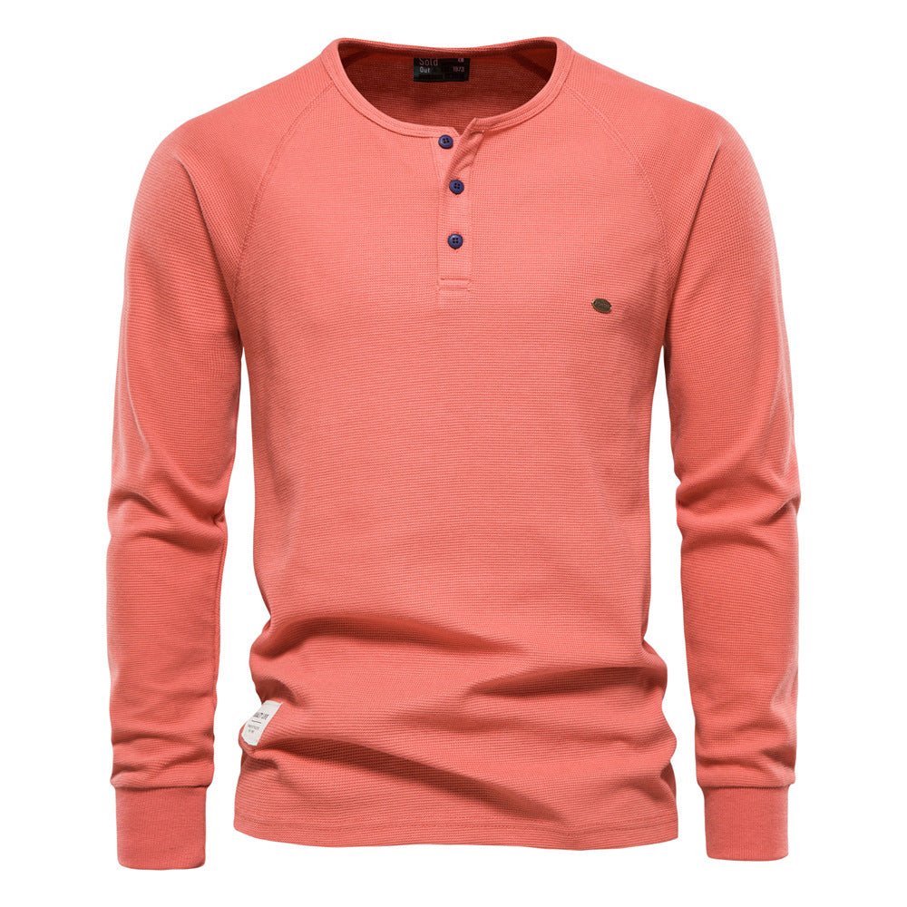 Jacob - Camisa Casual de Manga Larga de Waffle para Hombres