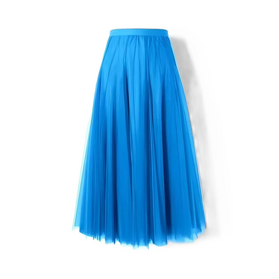Kelly - Falda midi casual de malla plisada para mujer
