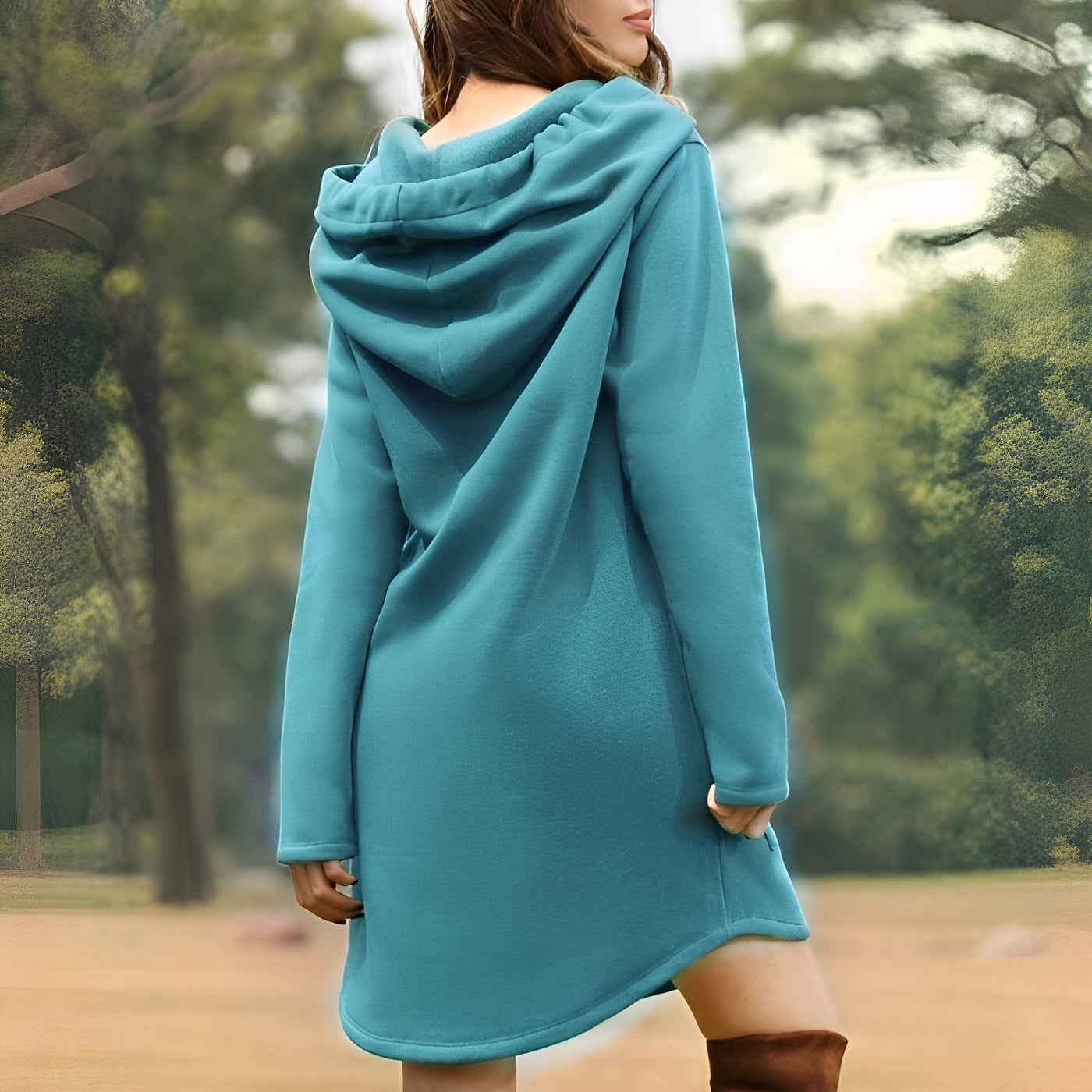 Glenna - Vestido con capucha de manga larga para mujeres