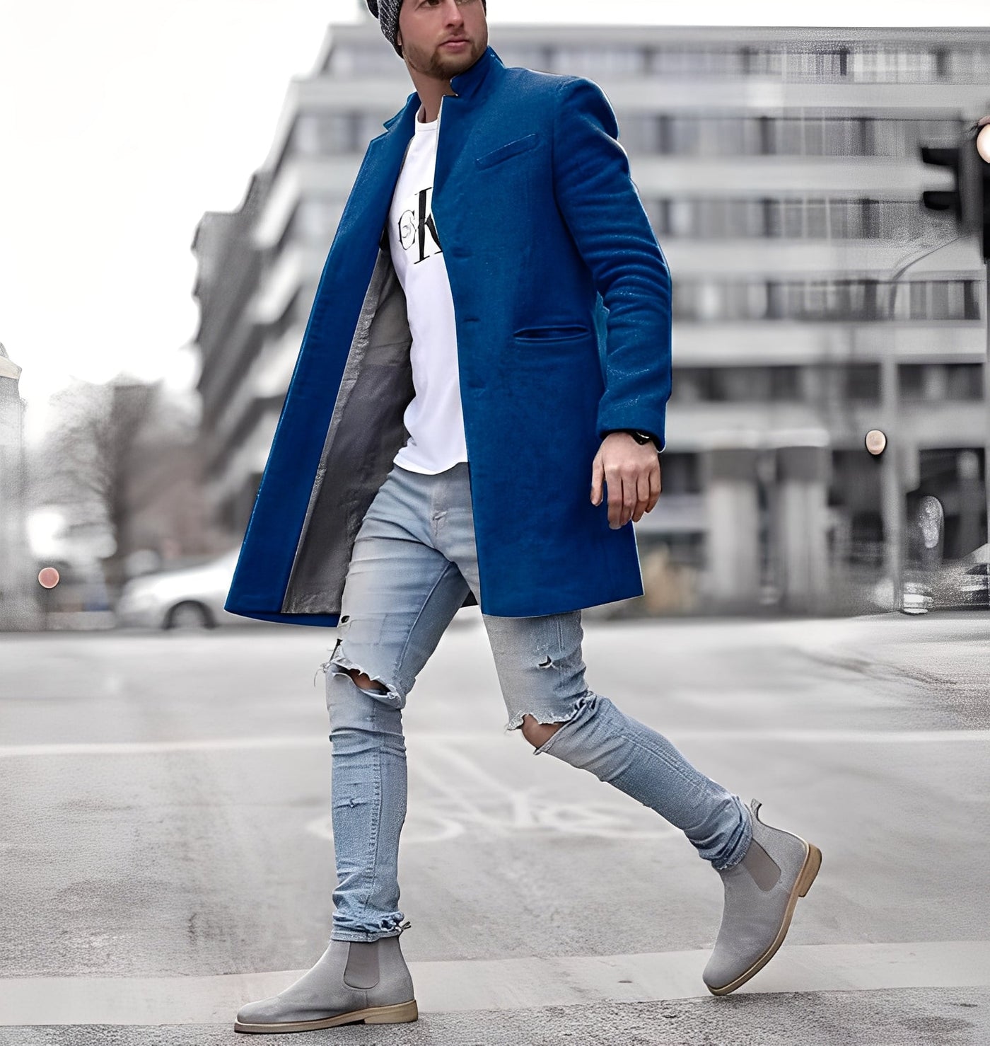 Cordell - Casual largo abrigo de lana para hombres
