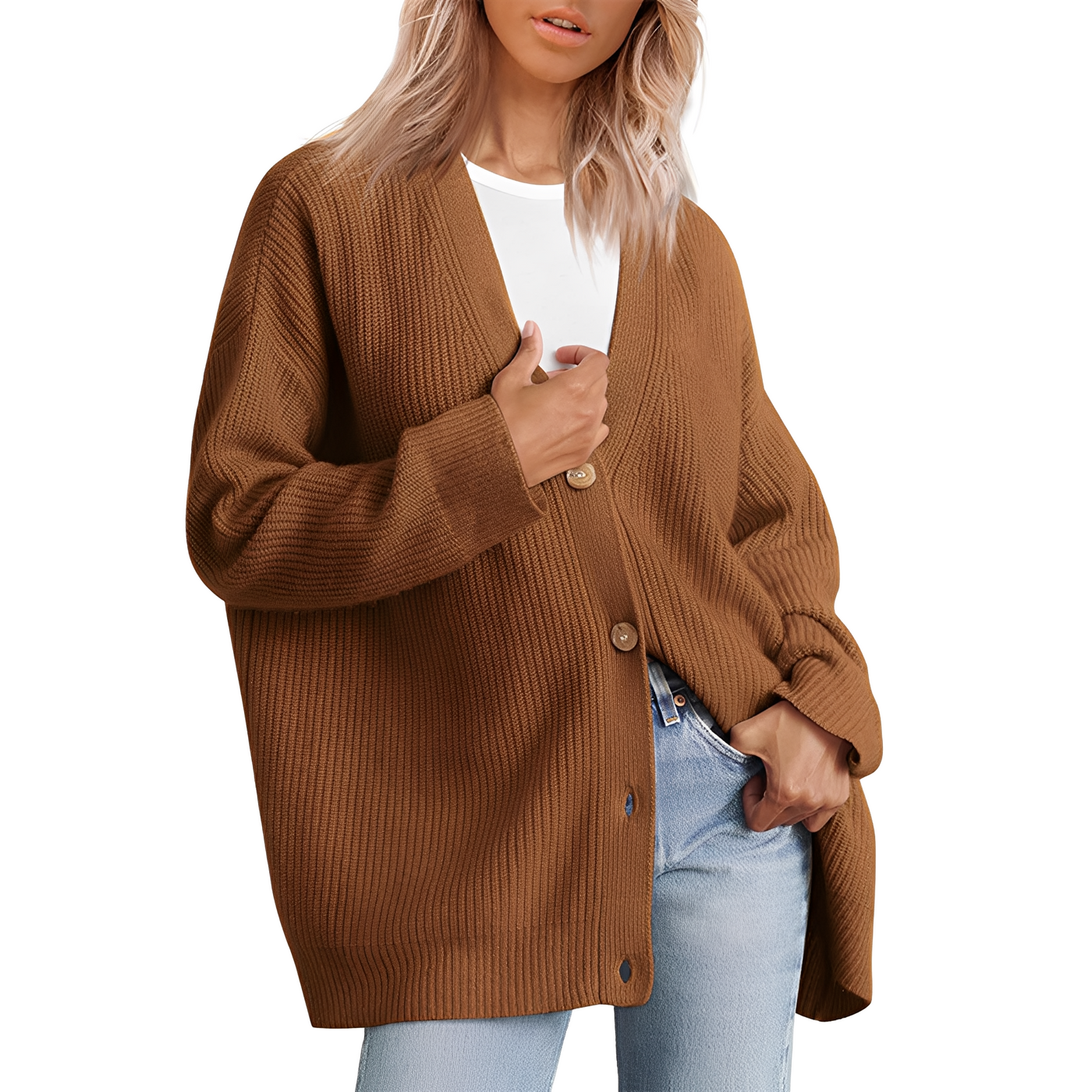 Christal - Cárdigan casual oversize para mujeres