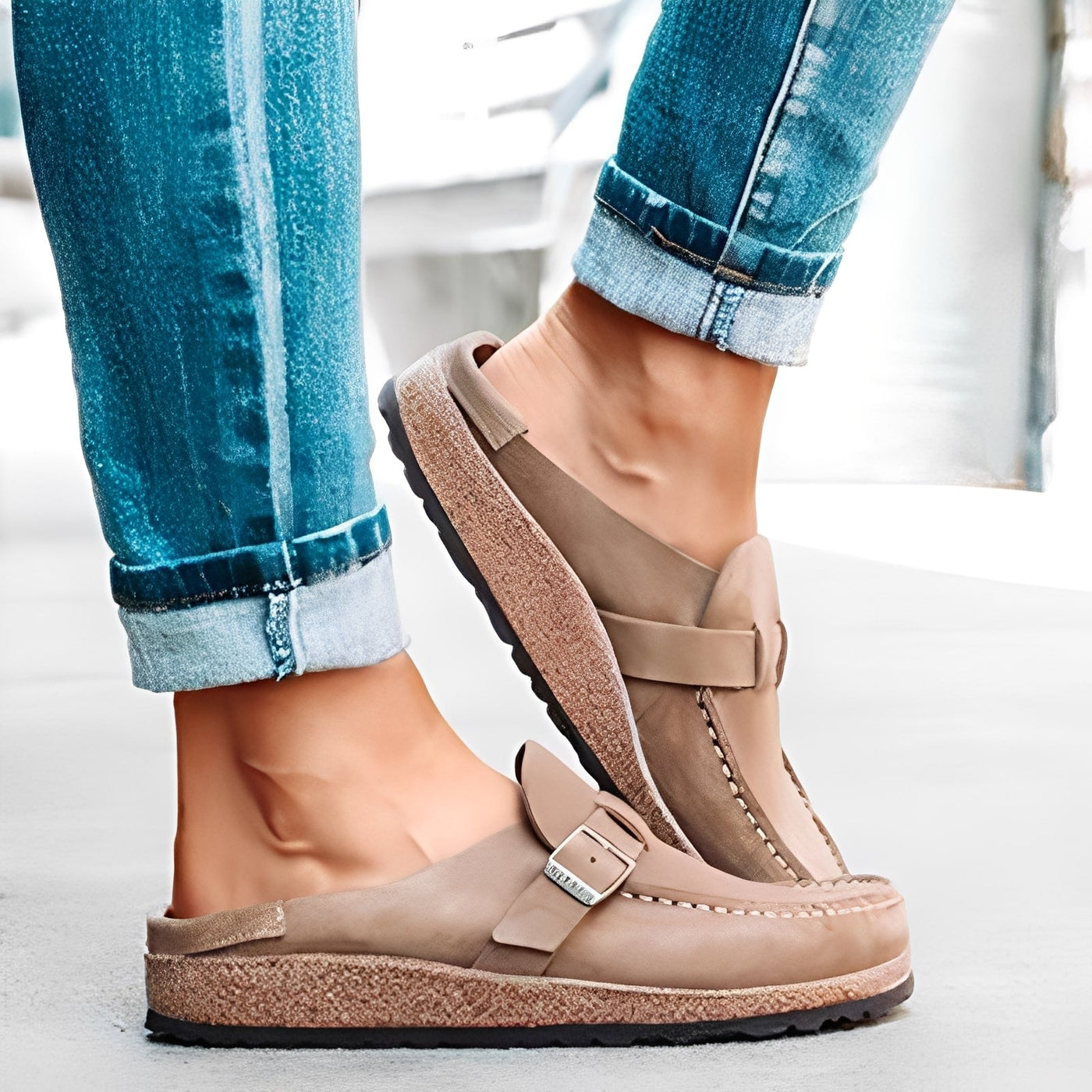 Briana - Cómodas sandalias slip-on con hebilla para mujer
