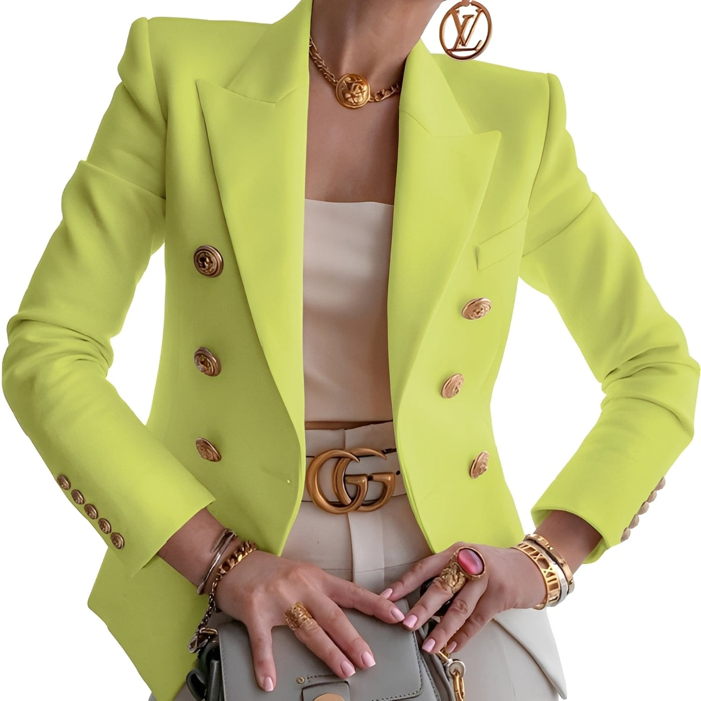 Raschelle - Blazer Clásico con Botones para Mujer
