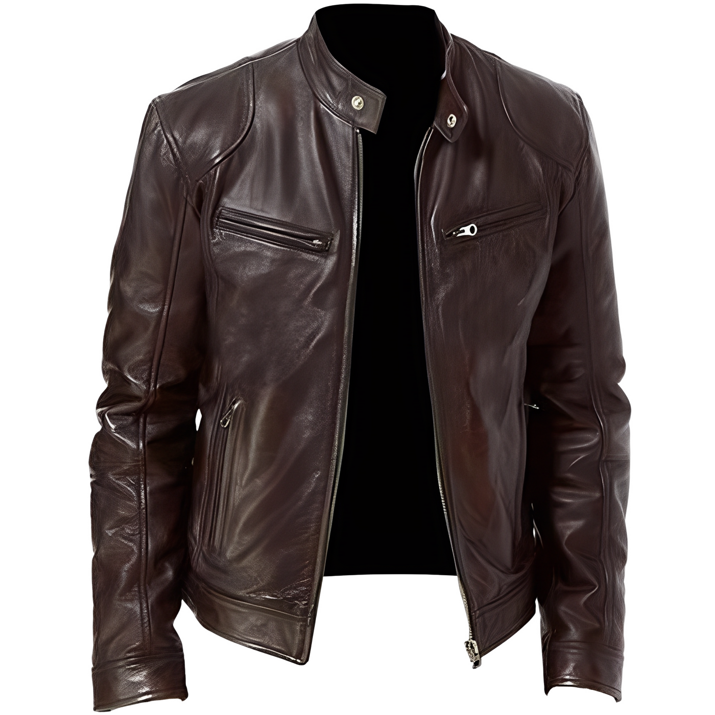 Crawford - Chaqueta de cuero ajustada y casual para hombres