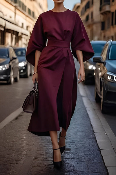 Nicole - Estilo Midi con Mangas de Linterna para Mujeres