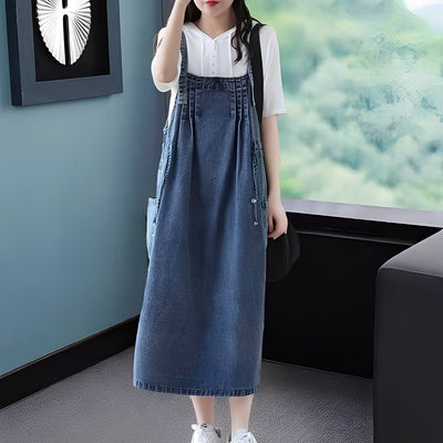 Kelsey - Vestido vaquero casual con bolsillos para mujer