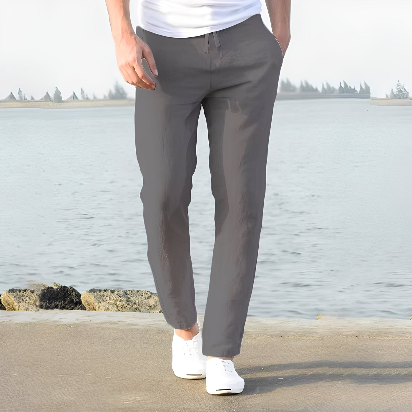 Domenic - Cómodo pantalón de lino para hombres