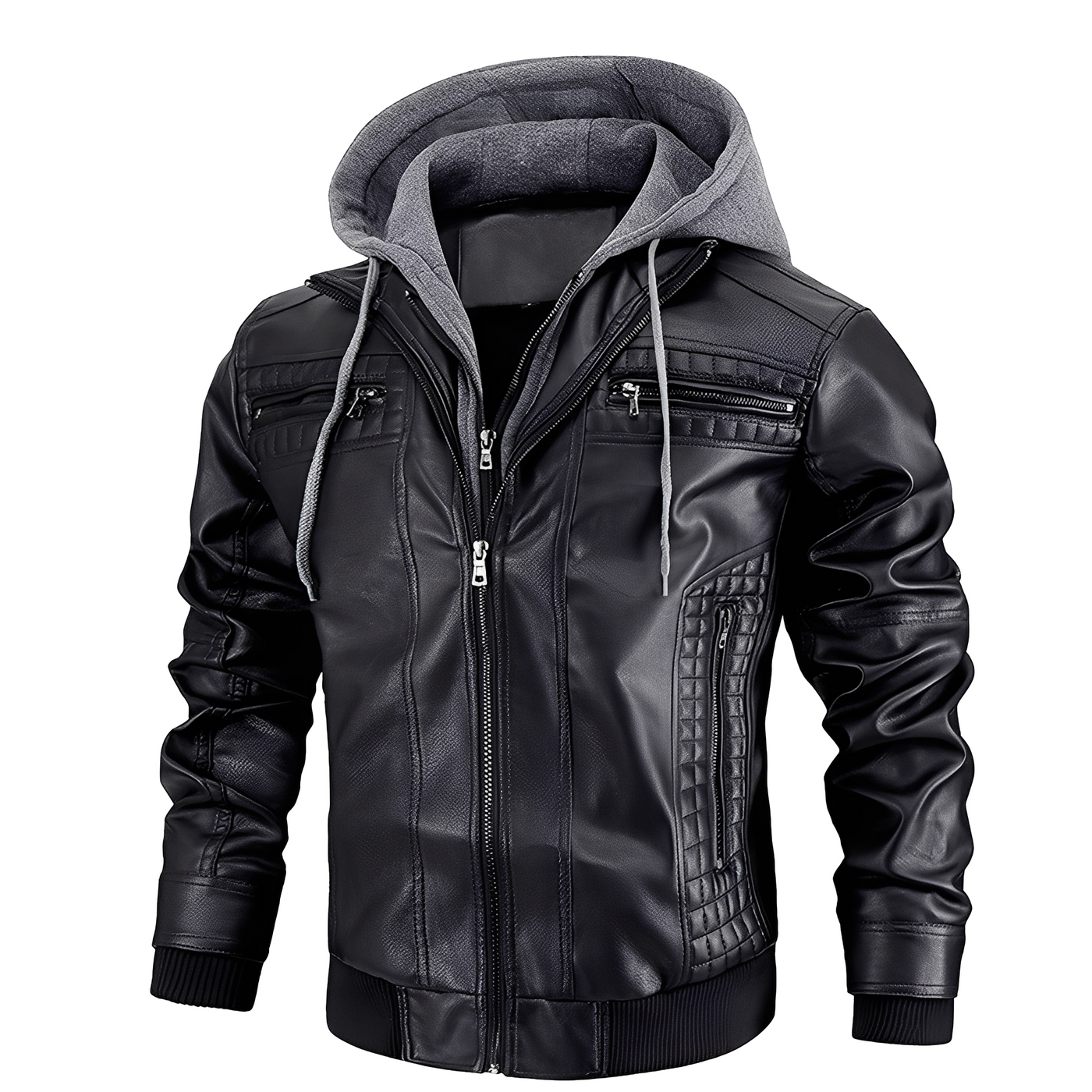 Everard - Clásica chaqueta de motocicleta con capucha para hombres