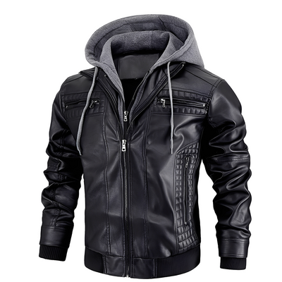 Everard - Clásica chaqueta de motocicleta con capucha para hombres