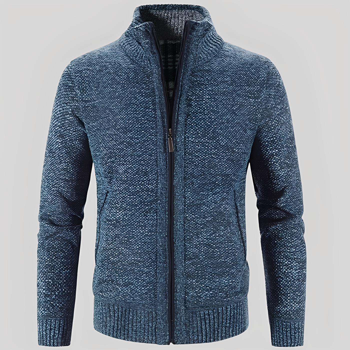 Kelvin - Sencilla Chaqueta de Punto con Cremallera para Hombres