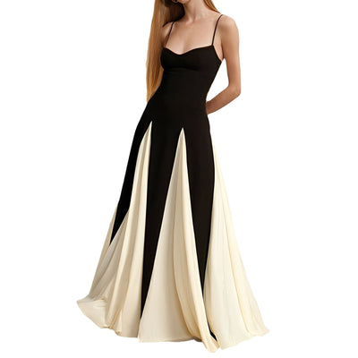 Charisse - Elegante vestido de contraste con gran dobladillo para mujeres