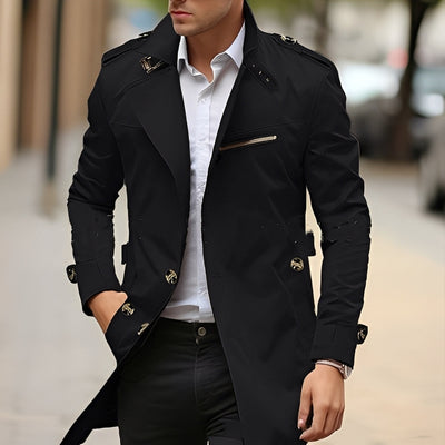 Derrick - Trench elegante con solapas para hombres