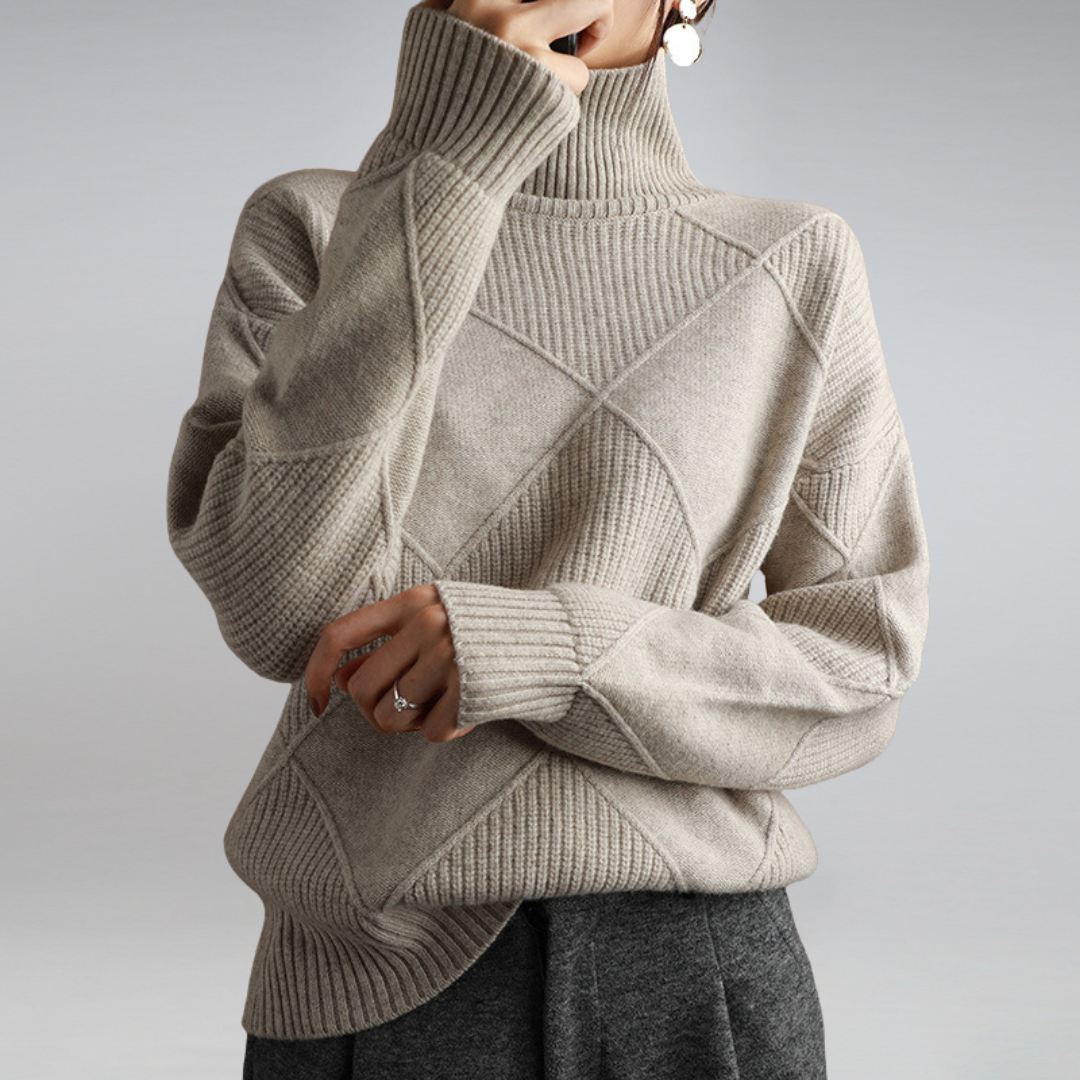 Ashlie - Cómodo, cálido jersey de cuello alto para mujeres