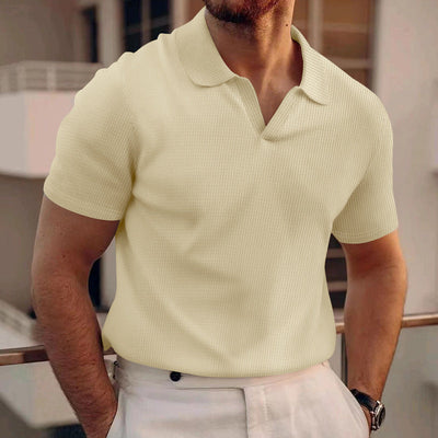David - Camiseta Polo Simple de Waffle para Hombres