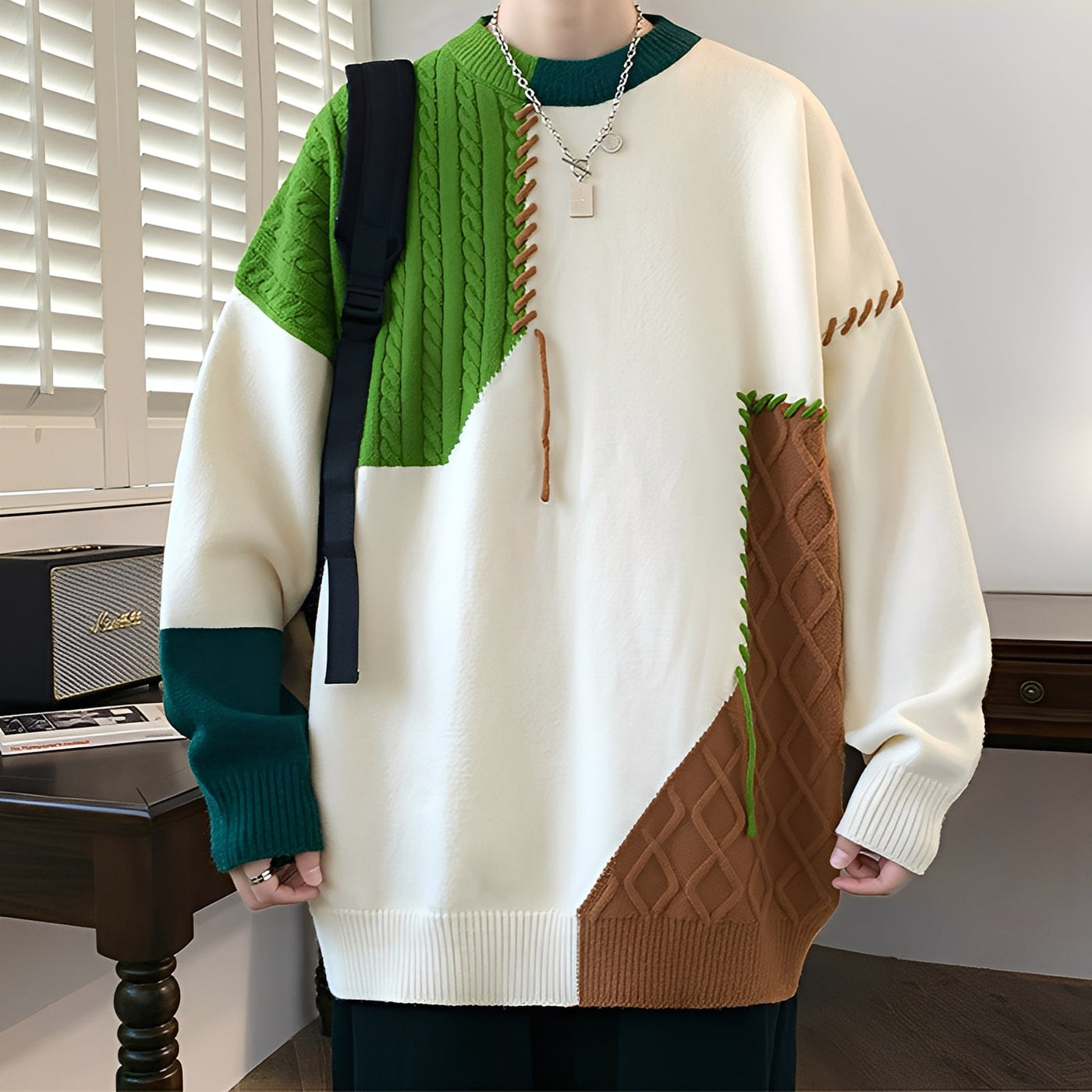 Curtis - Sudadera Moderna de Forro Polar con Diseño a Dos Colores para Hombres