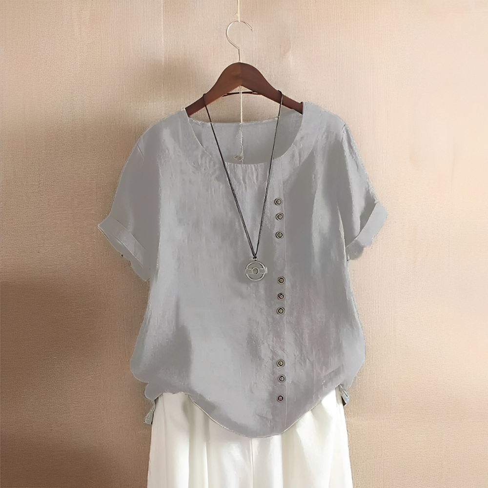 Corrine - Clásica, holgada blusa de lino para mujer