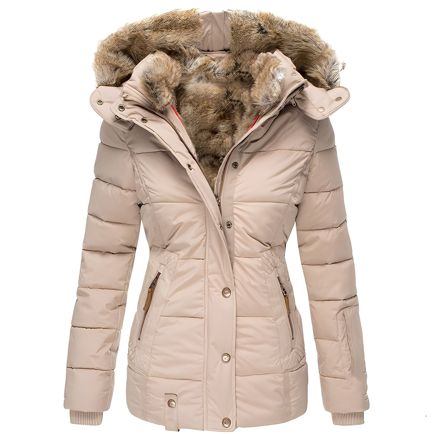 Odelia - Estilosa chaqueta delgada con cuello de pelo para mujeres