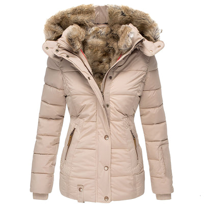 Odelia - Estilosa chaqueta delgada con cuello de pelo para mujeres