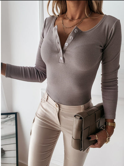 Fawn - Carin Camiseta Henley de Canalé
