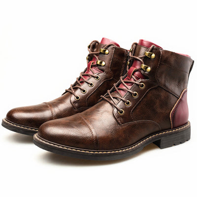 Louis - Botas retro de cuero con cremallera para hombres
