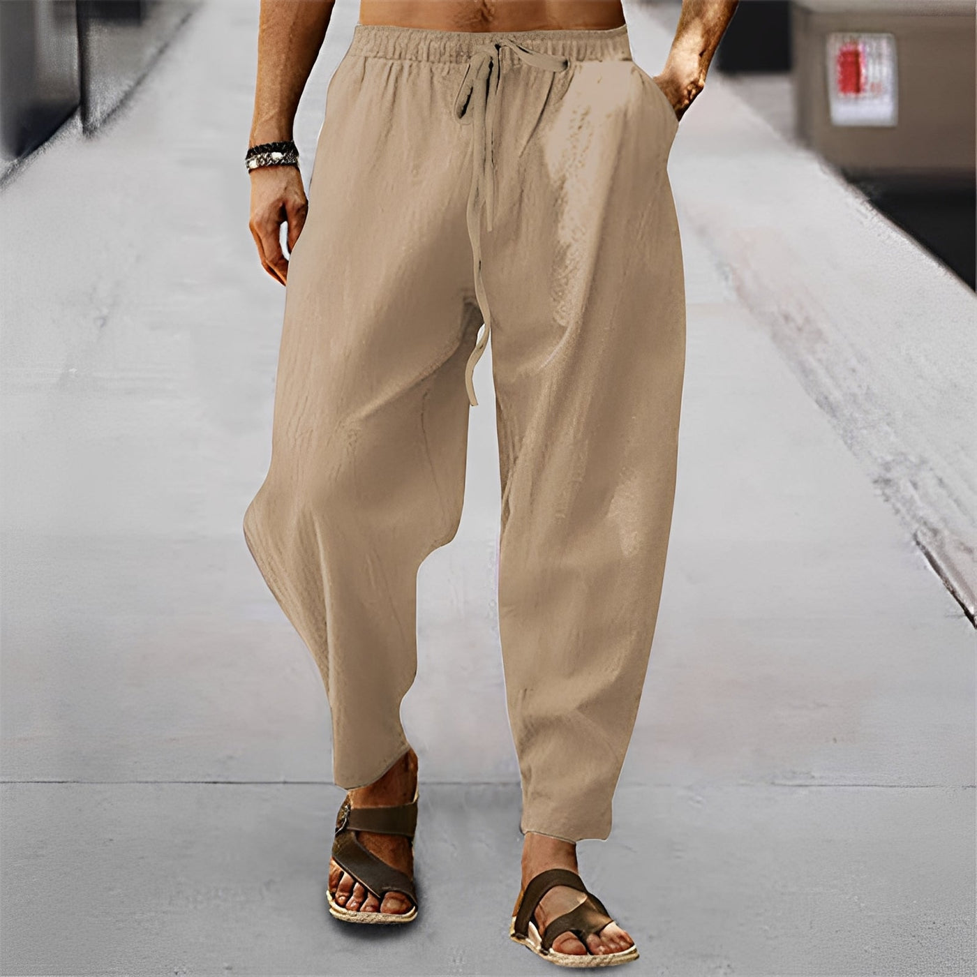 Jaxson - Ligeros Pantalones Cortos de Playa de Lino para Hombres