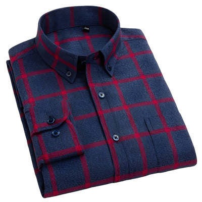 Nikolas - Camisa de algodón a cuadros informal para hombres