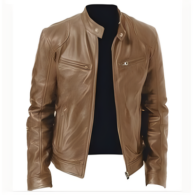 Jaron - Chaqueta de cuero PU casual para hombres
