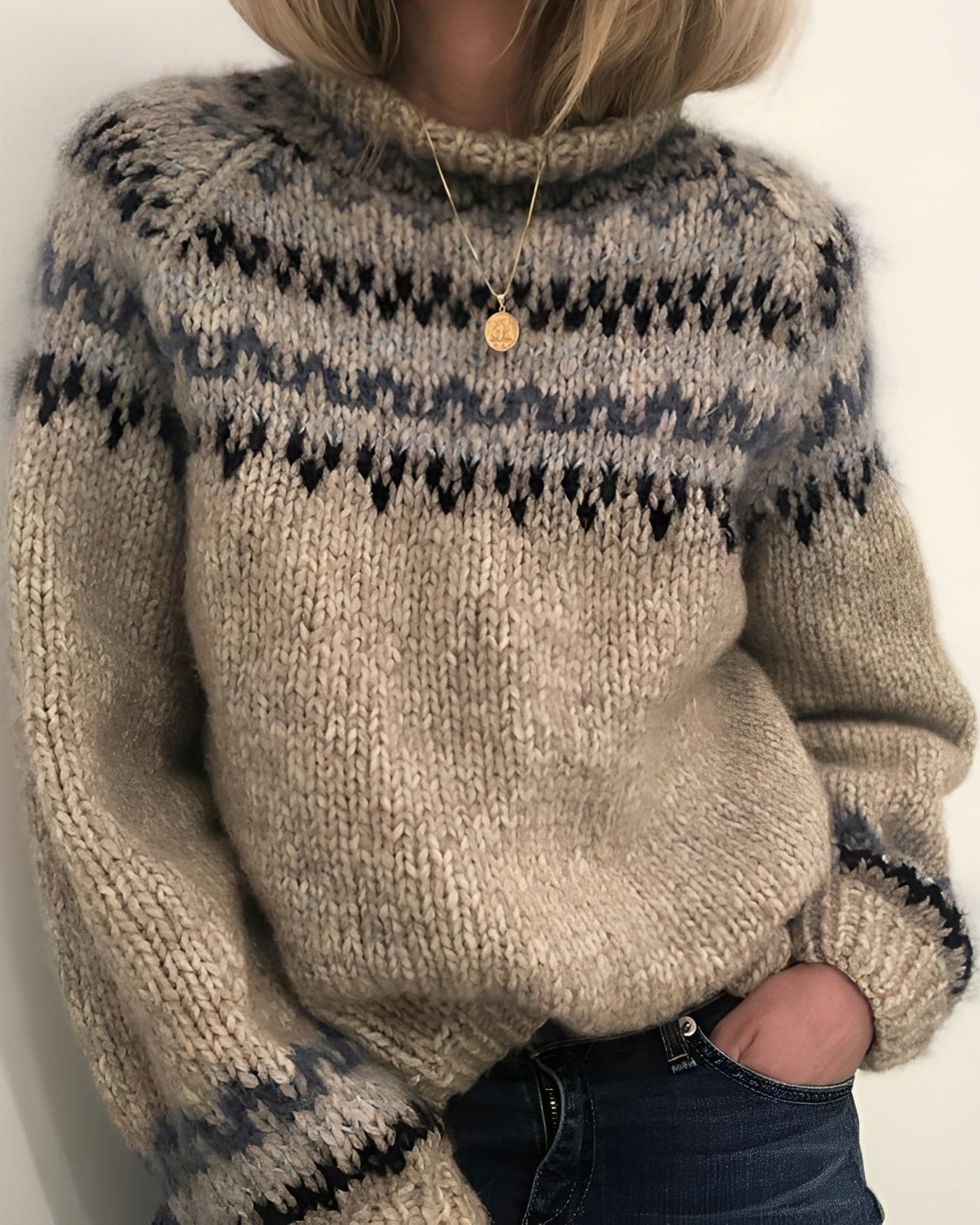 Armani - Suéter cálido con cuello alto para mujer