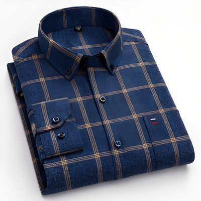 Nikolas - Camisa de algodón a cuadros informal para hombres