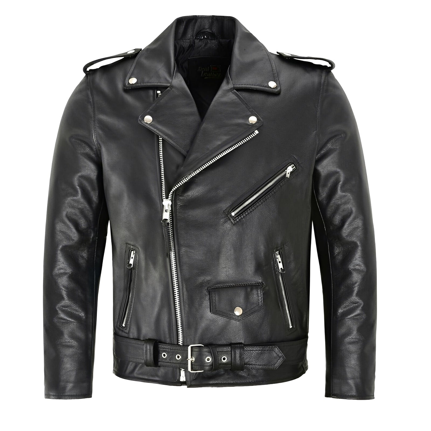 Elwin - Chaqueta de cuero con varios bolsillos para hombres