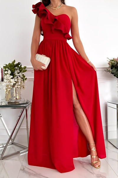 Tahlia - Elegante vestido sin hombros con volantes para mujeres