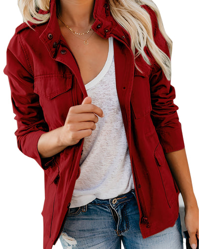 Rachyl - Chaqueta vaquera casual con cremallera para mujeres