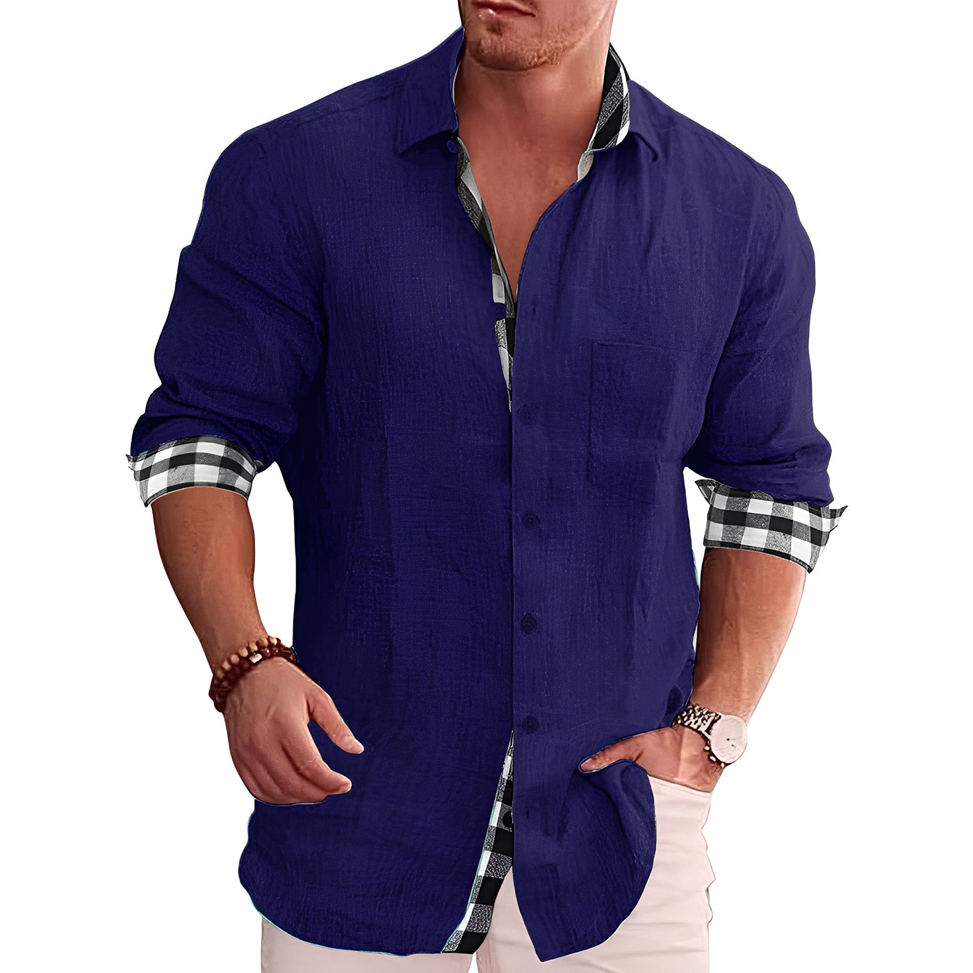 Ronald - Camisa de Cuadros Informal para Hombres