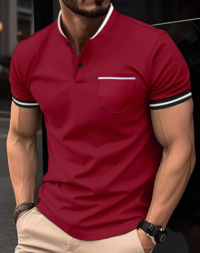 Wilford - Elegante camiseta polo de algodón con bolsillo para hombres