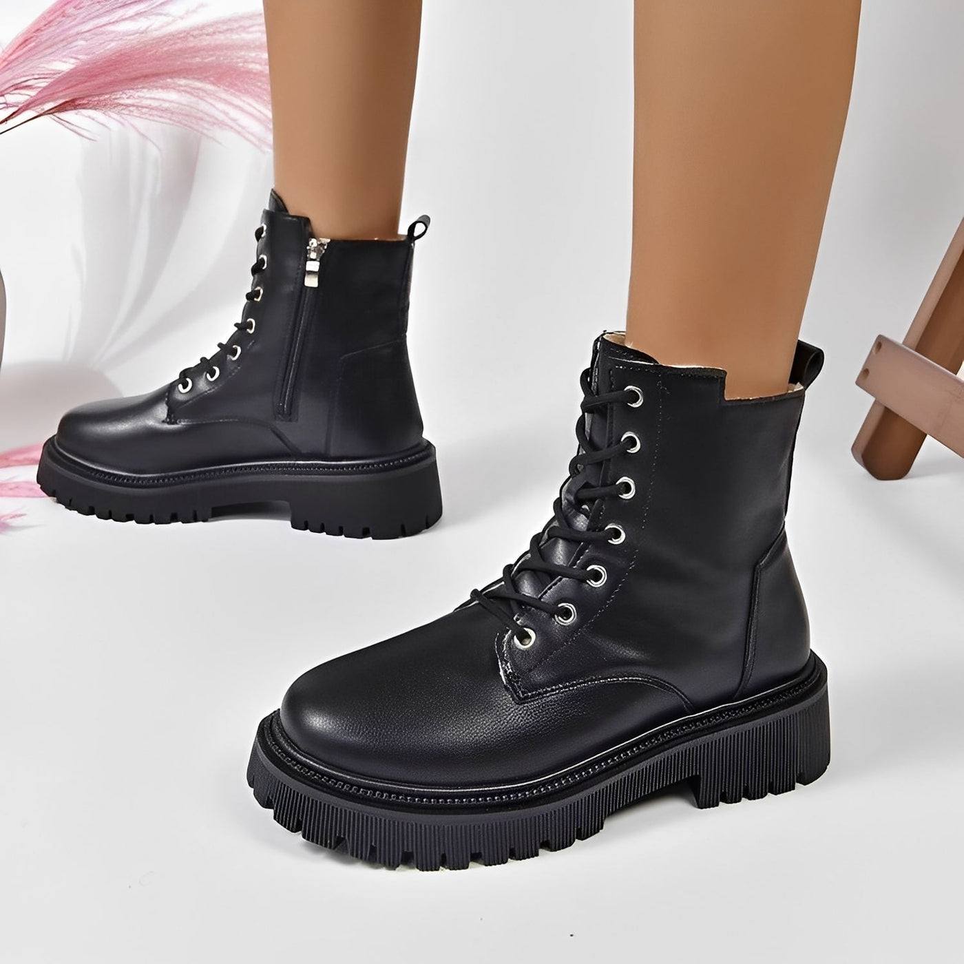 Haylie - Elegantes, con forro de fleece, botas Martin para mujeres