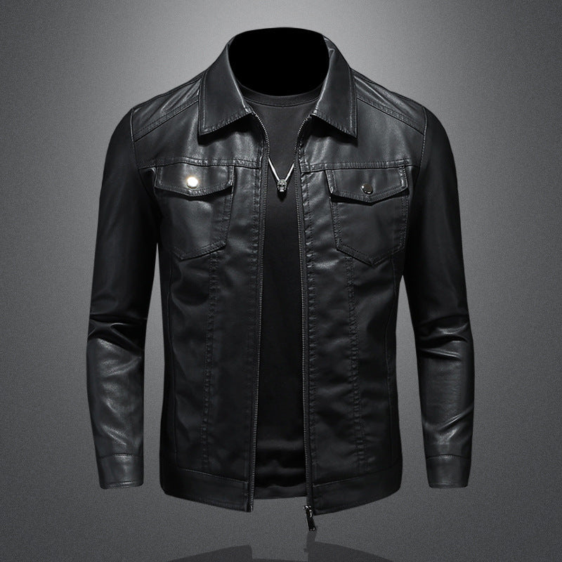 Nelson - Chaqueta de cuero biker casual para hombres